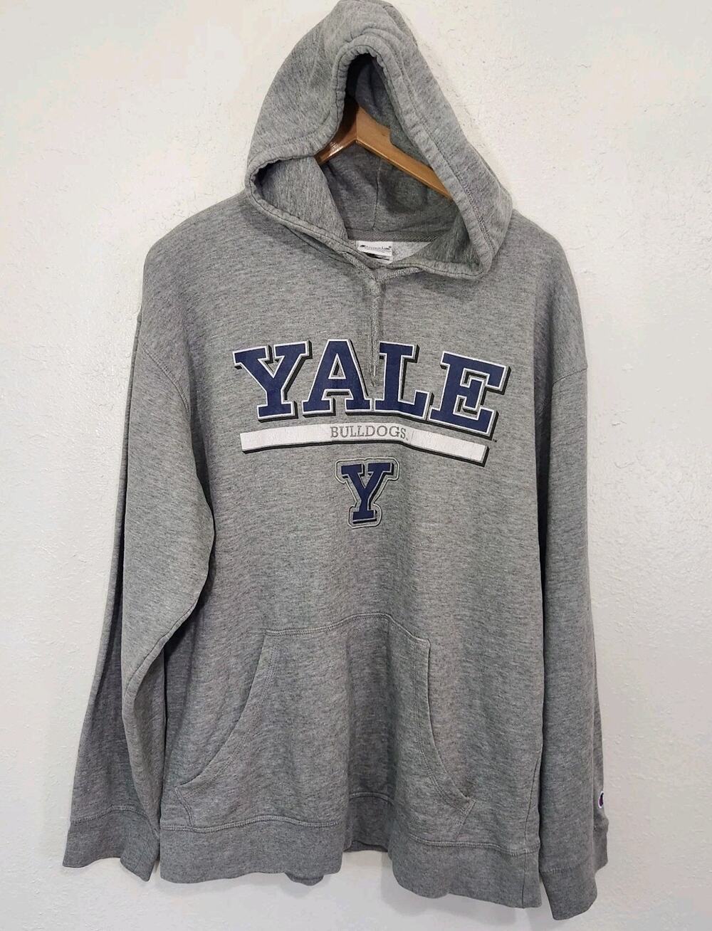 Champion Yale University Hoodie Mens Large Gray Collegiate Sweatshirt